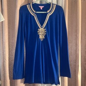 Lilly Pulitzer Size M Vibrant Blue Long Sleeve Tunic
